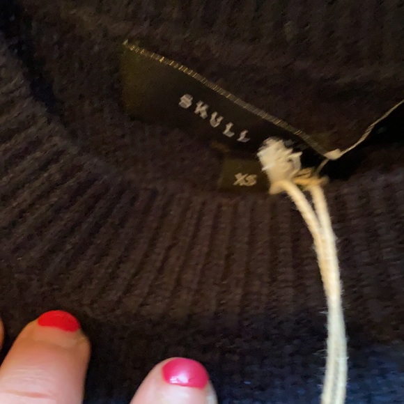 Skull Cashmere Navy Sweater with White Symbols - Picture 4 of 5